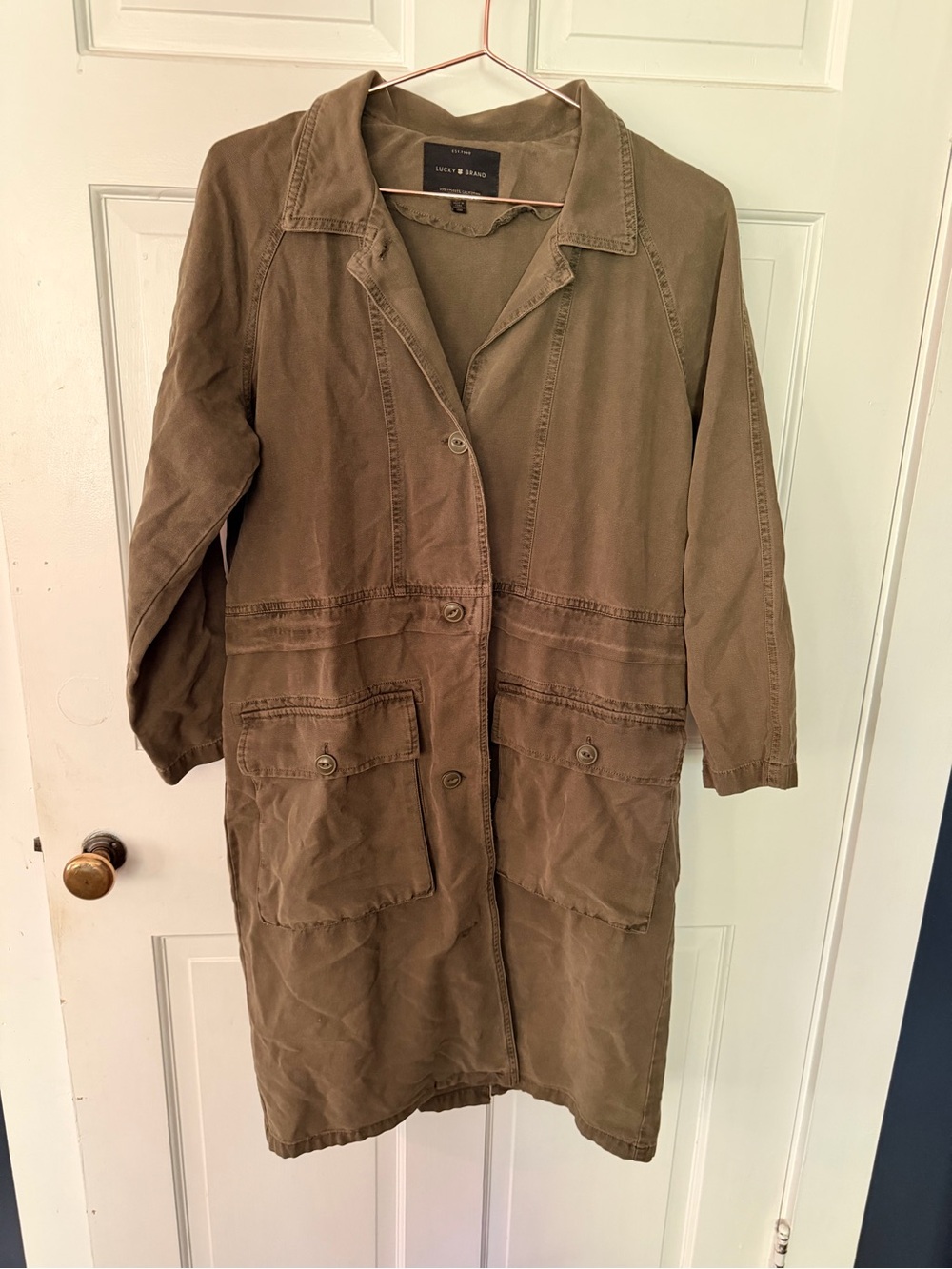 Lucky Brand Olive Utility Long Jacket
